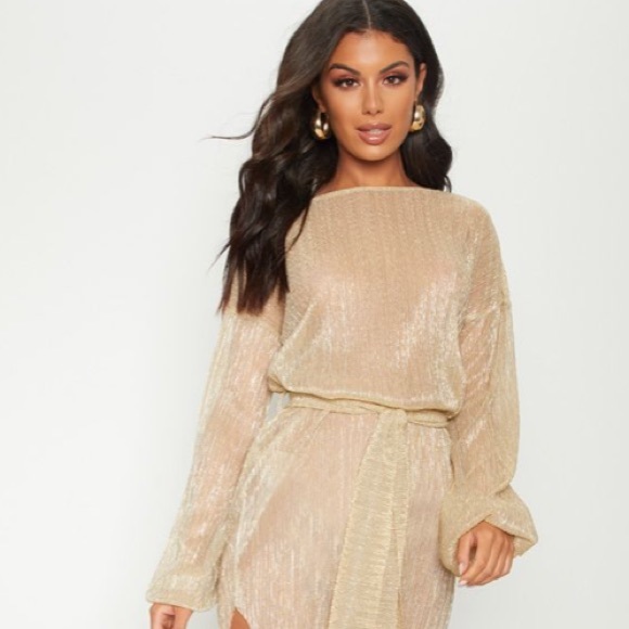 PrettyLittleThing Dresses & Skirts - Pretty Little Thing Balloon Sleeve Sheer Dress
